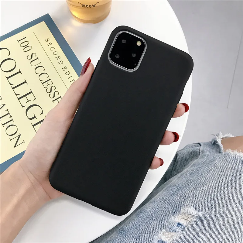 Черный Lovebay карамельный чехол для телефона для iPhone 6 6s 7 8 Plus X XR XS 11 Pro Max милый простой однотонный Мягкий силиконовый чехол для iPhone 11 - Цвет: Черный