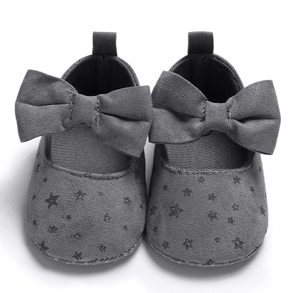 Цветочные кроссовки для новорожденных девочек; Повседневная хлопковая обувь с бантом для малышей; кожаная обувь принцессы с блестками и звездами для маленьких девочек 0-18 месяцев