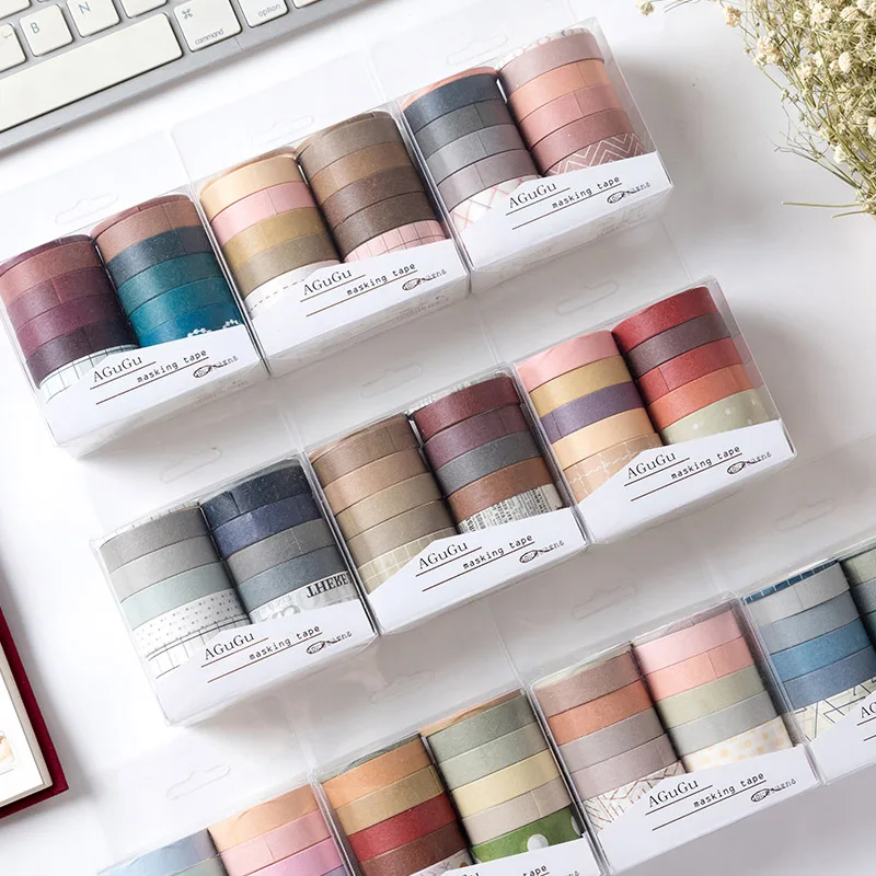 10Pcs/Set Sweet Dream Series Kawaii Grid Washi Tape Set Decorative Masking Tape Sticker Diary DIY Scrapbooking School Supplies