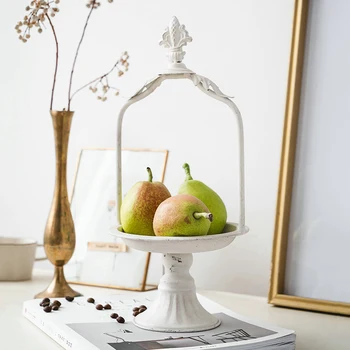 

Retro Candle Holder Decorative Tray Flower Basket Fruit Snack Plate Rustic Storage Trays Photography Props Wrought Crafts Iron