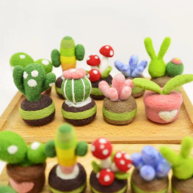 

Diy Wool Felt Poking Fun Craft Toy For Children Colorful Succulents Adult Handmade Material Kit Girl Gift