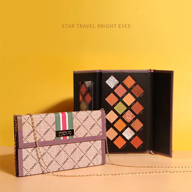 

Fashion style necklace eyeshadow tray girl 16 color pearl matte sequins eye makeup tray Elegant girl eye makeup palette