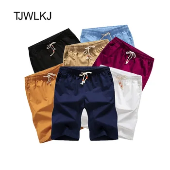 

TJWLKJ Men Casual Beach Shorts Homme Bottoms Elastic Waist Boardshorts Summer Solid Color Shorts stranger things Men's home