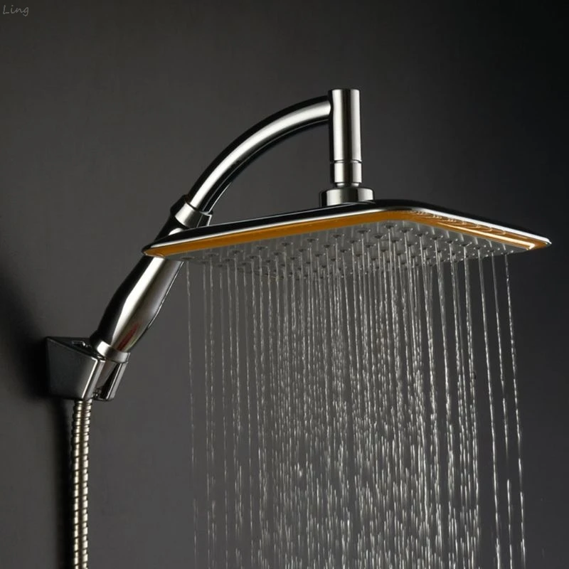 

1/2" Shower Head Square Top Sprinkler Chrome Finish Pressure Boost Water Saving Angle Rotating Bathroom Accessories Home Hotel