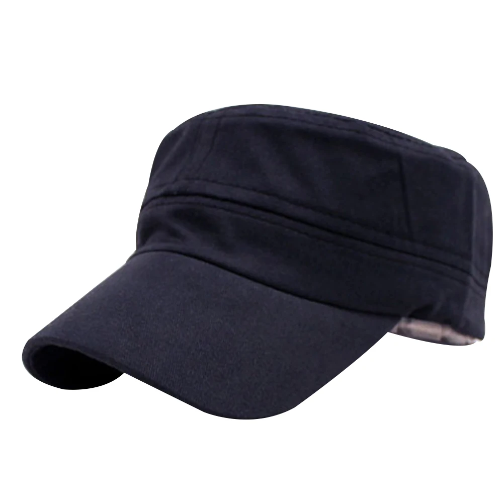 Мужские и женские военные Регулируемый головной убор Snapback плоские крыша шапки военные регулируемые Классические Кепки винтажные армейские военные Cadet хлопковые шляпы D40 - Цвет: Navy