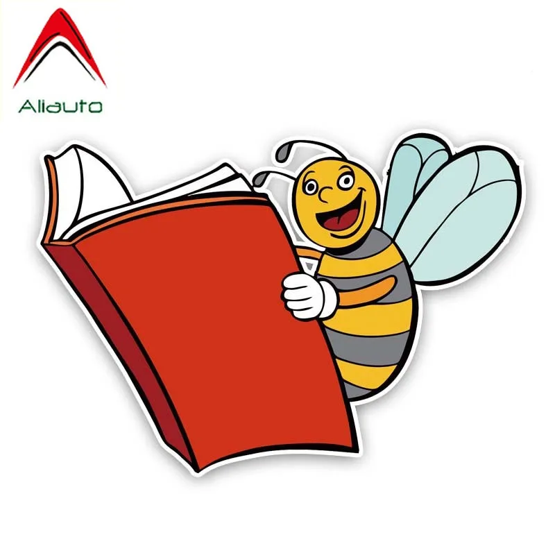 Aliauto забавные автомобильные стикеры пчела читает книги ПВХ наклейка Аксессуары для Volkswagen Polo Golf 16 см * 11 см