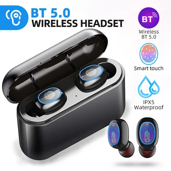 

Upgraded Wireless Bluetooth Earbuds Bluetooth 5.0 with LED Light Binaural Call Touch Control Earphones for iPhone 11 Pro Max
