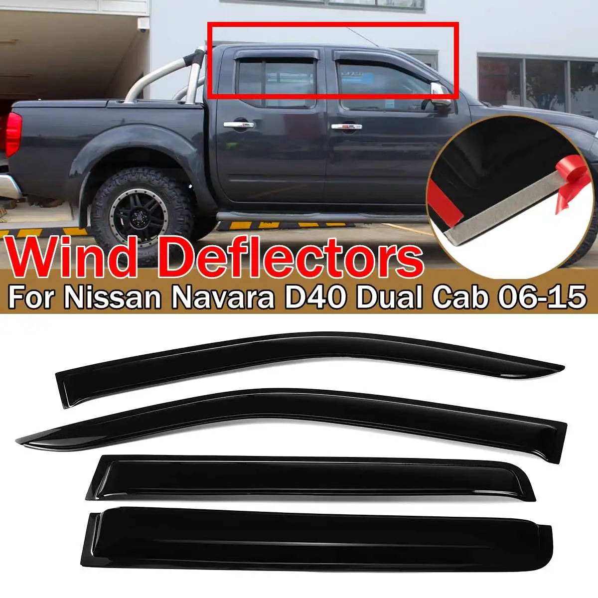 4 шт. автомобильные ветровые дефлекторы тонированные для Nissan Navara D40 двойная