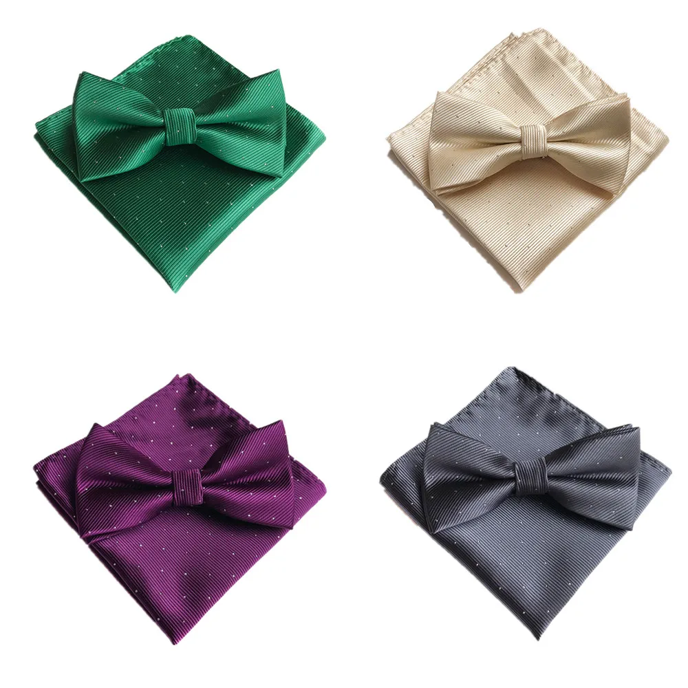 Cityraider бренд Gold Bow Tie комплект 2016 Новинка одноцветное мужские галстуки Pocket Square Set полиэстер галстук-бабочка hankerchief комплект CR027