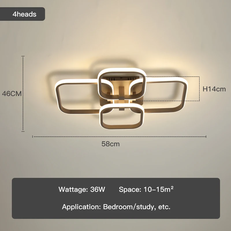 Modern Ceiling Light For Living Room Decorations Bedroom Loft LED Chandelier 2021 Brown Square Smart Lamp With Remote Dimmable the range ceiling lights Ceiling Lights