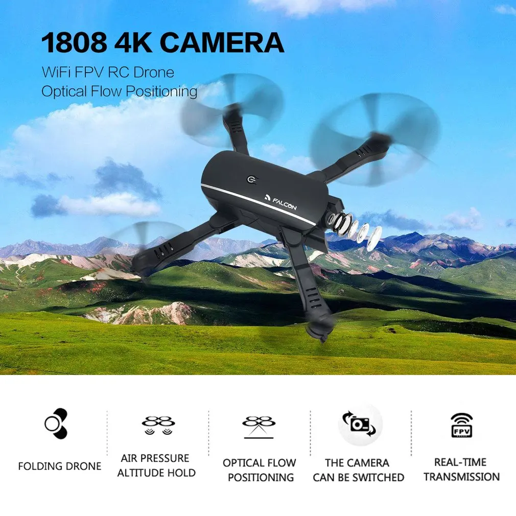 

WiFi FPV RC Drone 4K Camera Optical Flow Positioning HD Dual Camera Aerial Video RC Aircraft Helicopter with 2/3 Battery