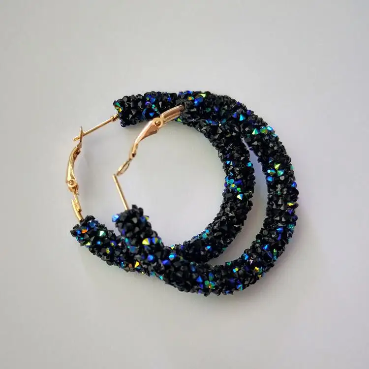 Blue New Pearl Hoop Earrings For Women Exaggerates Oversize Pearl Circle Ear Dangle Earrings Fashion Europe Nightclub Jewelry - Окраска металла: Blue
