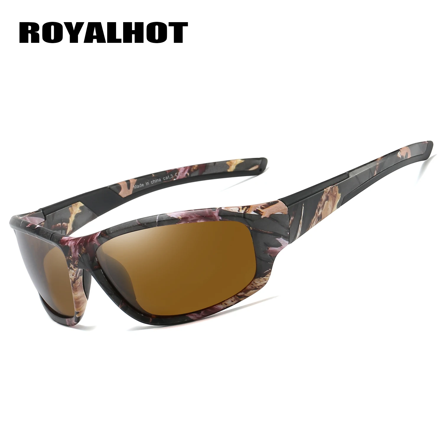 RoyalHot, мужские, женские, Поляризованные, черные и красные, спортивные солнцезащитные очки, Ретро стиль, солнцезащитные очки, солнцезащитные очки, 900204 - Цвет линз: Camouflage brown