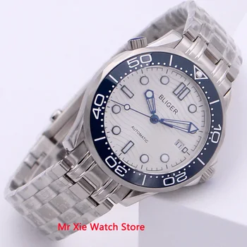 

Bliger 41mm Men Watch Stainless Steel Strap Sapphire Crystal Luminous Waterproof Calendar Automatic Mechanical Male Wristwatch