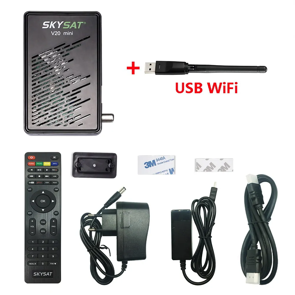 V20 mini WiFi SKYSAT V20 Mini Satellite Receiver DVB S2 H265 CCCams Newcamd Cline Powervu Xtream IPTV m3u Receptor De Satelite TV Box - Цвет: V20 mini WiFi