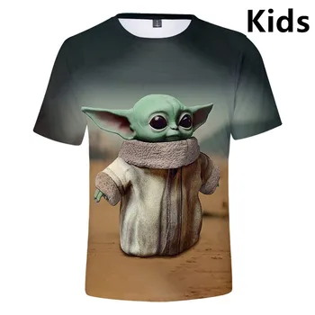 

3 To 14 Kids t shirt The Mandalorian Baby Yoda 3D print t-shirt boys girls short sleeve tshirt Cartoon t shirts children clothes