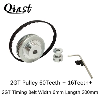 

2GT Timing Belt&Pulley BEMONOC HTD Kits GT2 Timing Belt Closed-loop 200mm Pulley 16 Teeth + 60 Teeth for 3D Printer Accessories