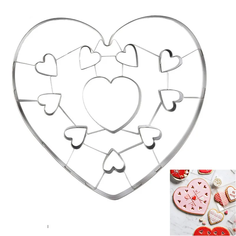 Heart shape Большие Рождественские формочки для печенья из нержавеющей стали, форма для печенья, Рождественская форма, формочка для печенья, 3D форма рождественской елки, инструменты для выпечки - Цвет: Heart shape