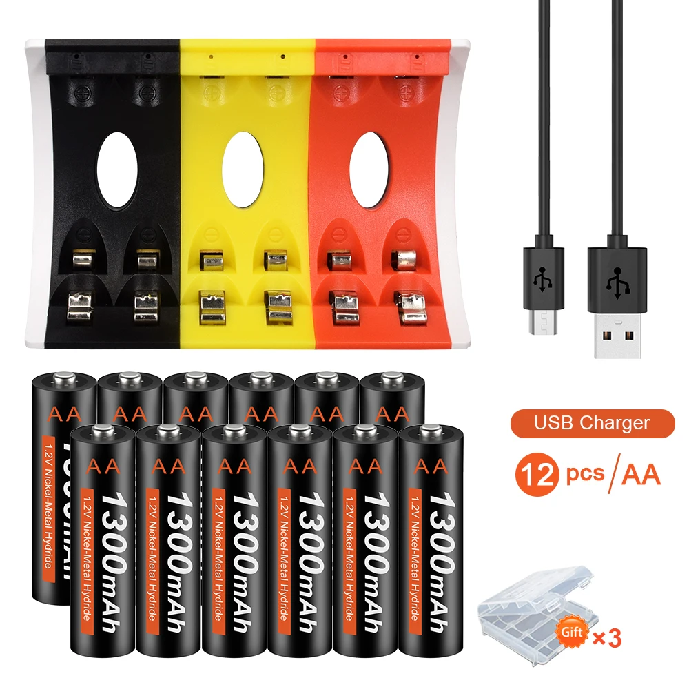 Nuovo 1300Mah 1.2V Aa Ni-Mh Batteria Ricaricabile Batterie Aa Per Led Light Toy Mp3 Toy Light Batery