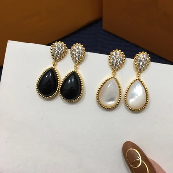 

Runway Designer Earrings European Paris Fashion Trendy INS Stud Earrings Stone Diamond Gold High Quality New Summer Party