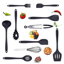 Кухонная посуда из силикагеля, 10 комплектов, набор сковородок с антипригарным покрытием, кухонная лопатка, ложка и ложка, зажим для еды