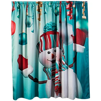 

Christmas Curtain Cute Snowman Living Room Bedroom Window Curtain Home Decor