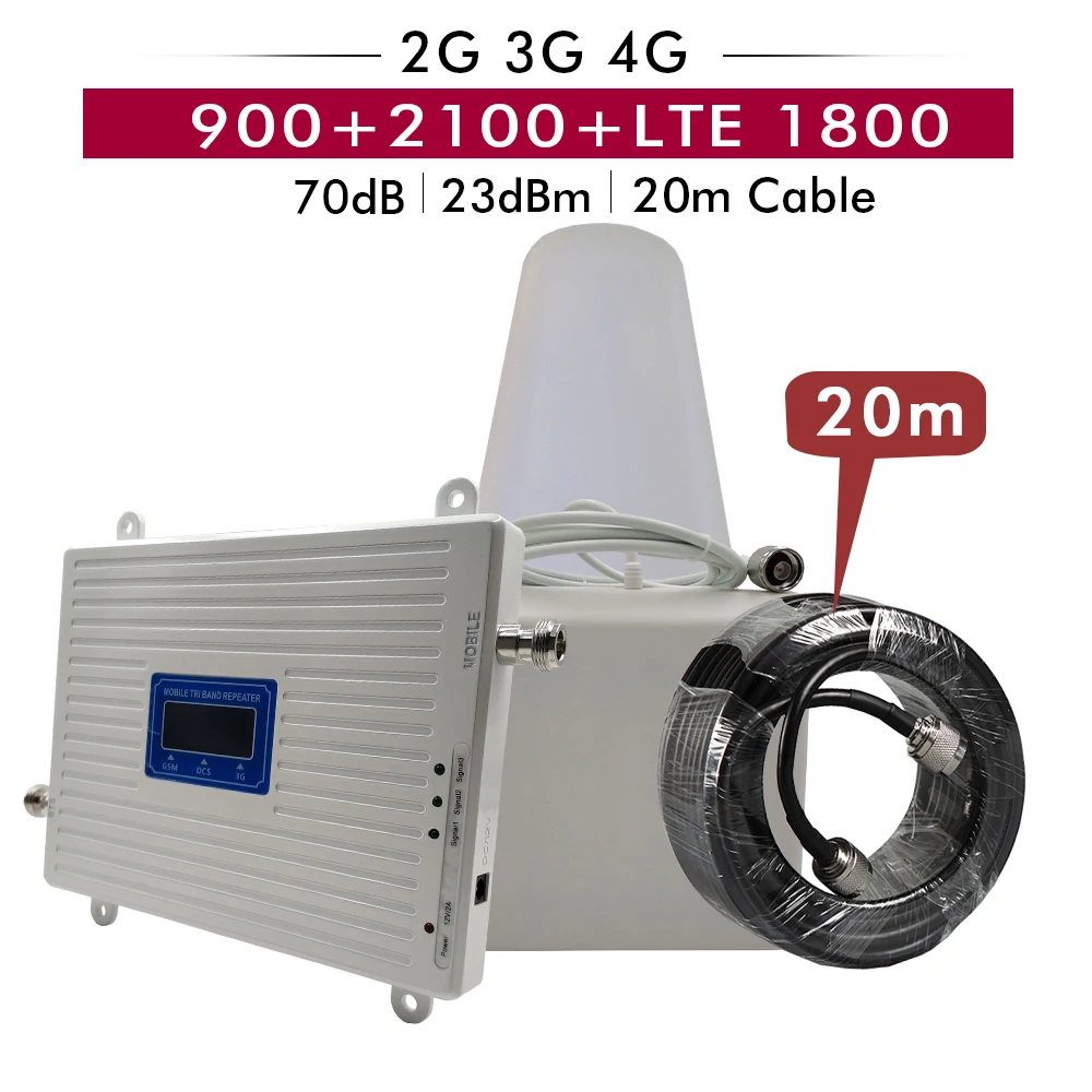 Gain 65dB Tri Band Repeater GSM 900+DCS/LTE 1800