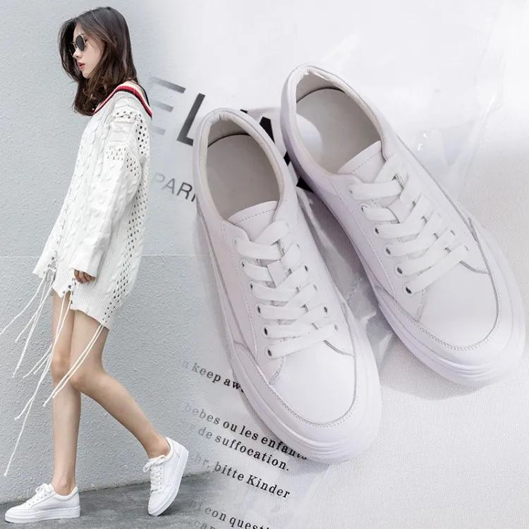 

Item Number 2019118-2 [Chengdu High-End Entirely Handmade Customizable] Genuine Leather Casual Lace-up Elevator White Shoes
