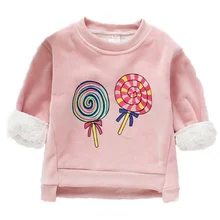 Одежда для малышей; свитер для маленьких девочек с рисунком из мультфильма; Зимняя Теплая Бархатная детская одежда с длинными рукавами; пуловер