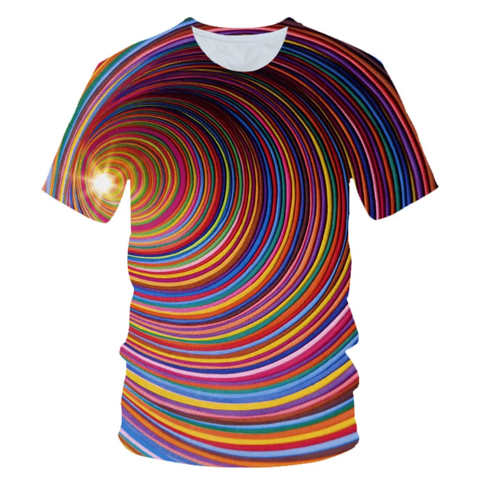 Летняя разноцветная футболка с 3D принтом для мальчиков и девочек Детские футболки с принтом вихревого цвета модные детские футболки топы От 4 до 20 лет