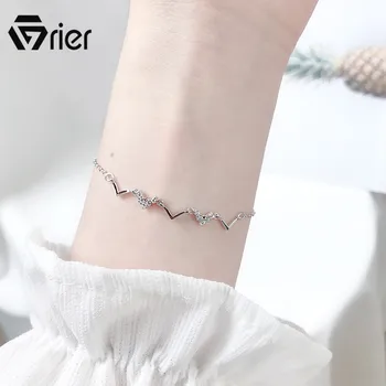 

Grier 925 Sterling Silver Jewelry Diamond Bracelet Female Bracelet Temperament Personality Jewelry Gift Wave ECG Bracelet