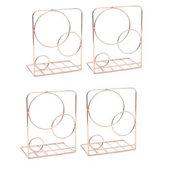

4Pcs Decorative Iron Wire Metal Bookends Art Book Stand for Shelf Geometric Design Book End Book Stand