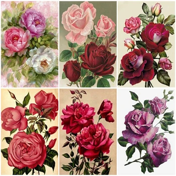 

Huacan 5D Diamond Painting Full Drill Square Flower Diamond Embroidery Rose Cross Stitch Rhinestone Picture Home Decor Drop Ship