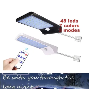 

48 LEDs Solar Powered Remote Control Outdoor Lighting with PIR Motion Sensor IP65 Waterproof Garden Street Solar Lamp remote