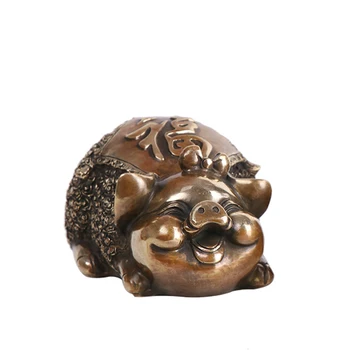 

MOZART Pure Copper Fortune Caifu A Pair Of Pigs Ornaments Fu Word Pig Jin Pig Home Living Room Decorations Display, Fu word