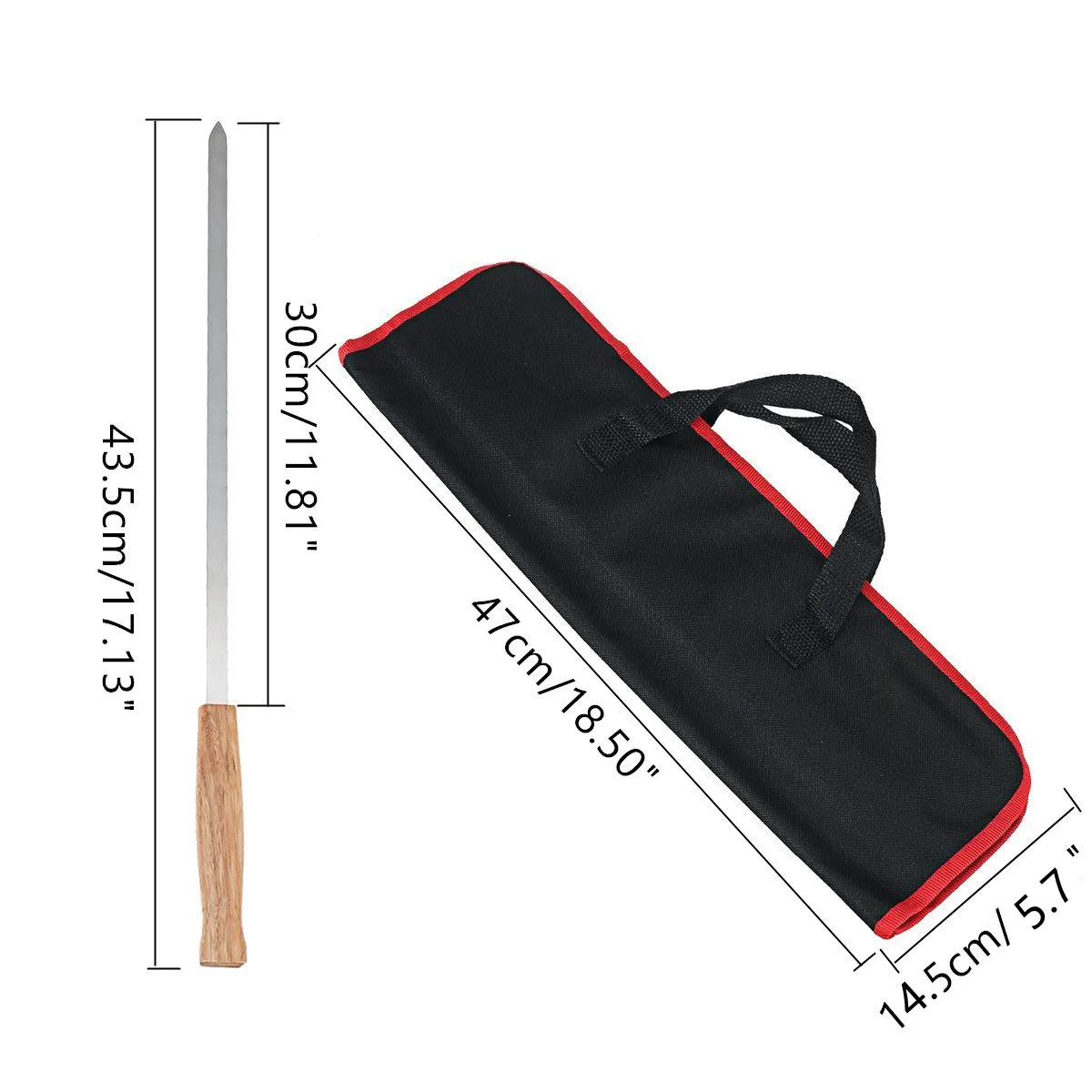 6-8PCS/Set Stainless Steel Wire BBQ Skewers Wood Handle Grill Roasting Sticks Outdoor Camping BBQ Tools Storage Bag Kit