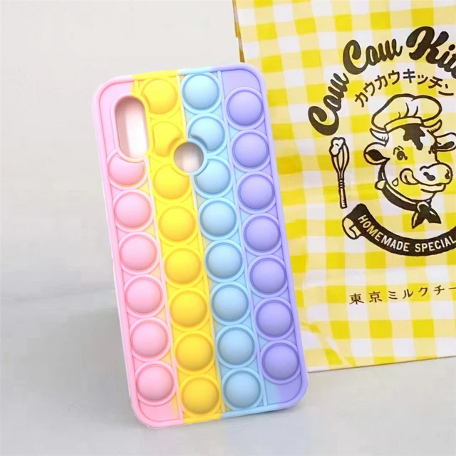 For Redmi Note 9 Pro 9S 7 8 Pro Push Pop Bubble Fidget Toy Soft Case for Redmi 9 9T 9C 9A Mi Poco X3 M3 Sensory Stress Reliver Mi 8