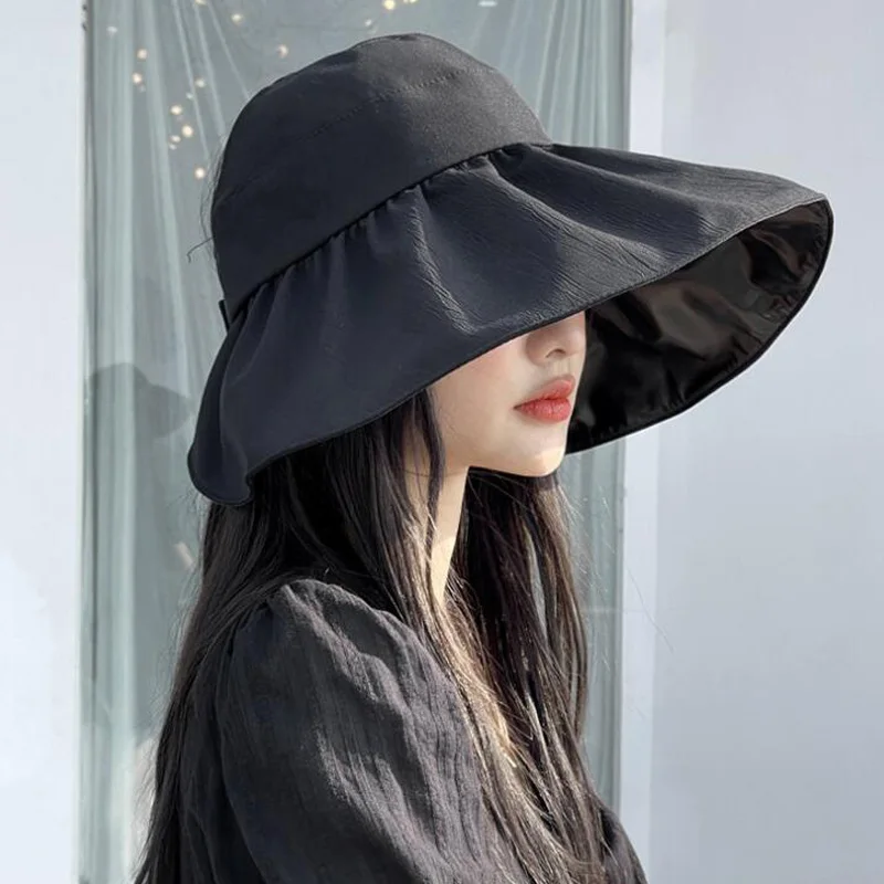 New Korean fashion women summer sun visor wide-brimmed hat beach hat adjustable UV protection female cap packable