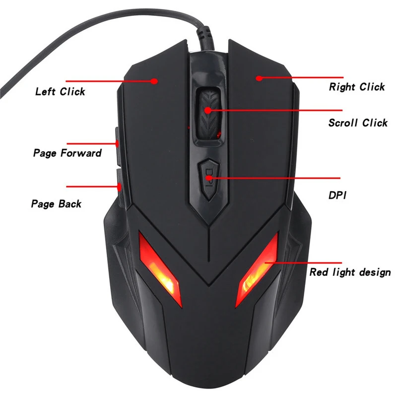 G5 USB Wired Gaming Mouse 6 Buttons 2400DPI Mute Optical Computer Mouse Gamer Mice for PC Laptop Notebook Game