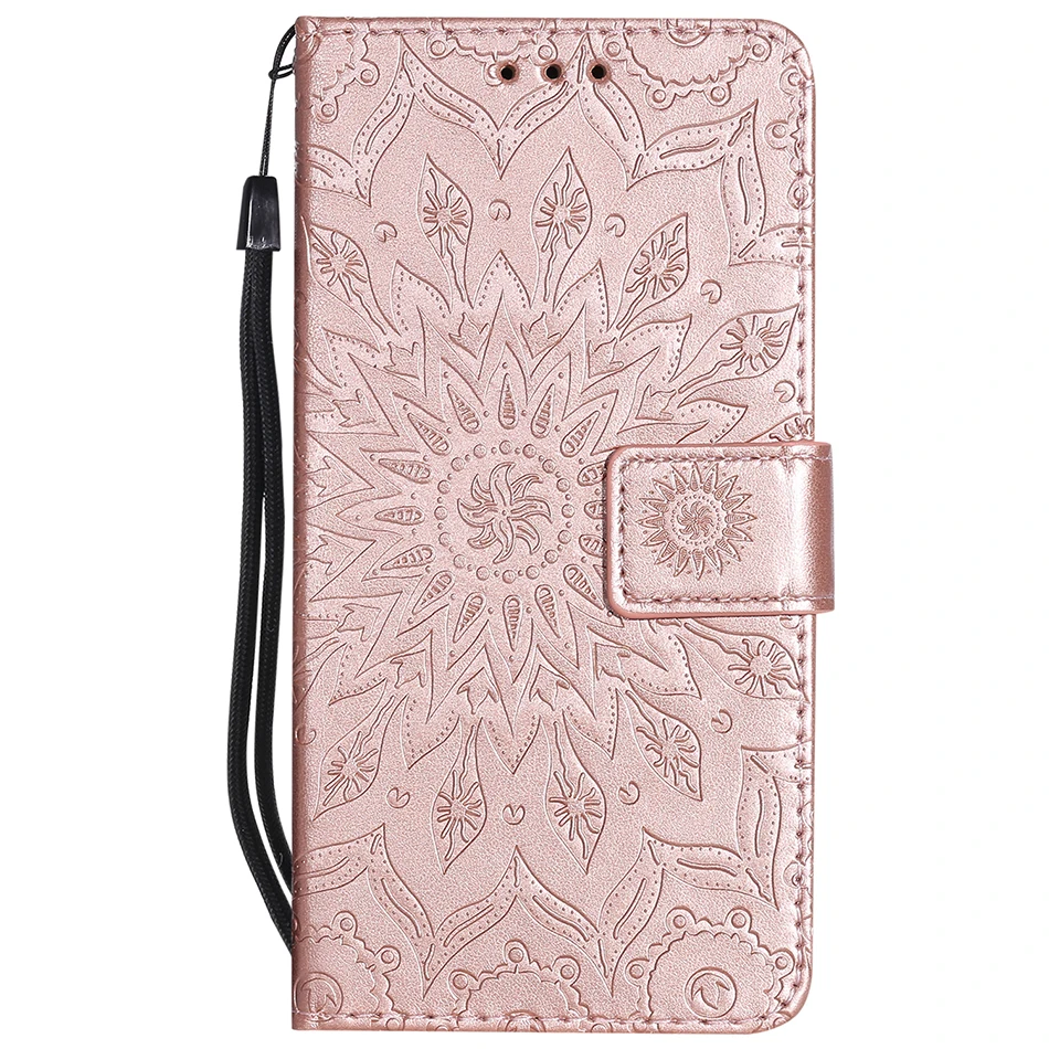 Rose Gold Чехол для телефона с откидной крышкой и отделением для карт в виде подсолнуха для Motorola Z4 G8 Play G7 G6 G5 G5S G4 G2 E5 C Plus Moto One P30 Play P40 - Цвет: Rose Gold
