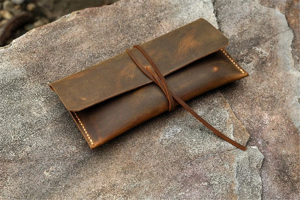 

Personalized Distressed Leather Pencil Pouch / Retro Leather Pen Pencil Case / Small Cosmetic Bag PP05SS