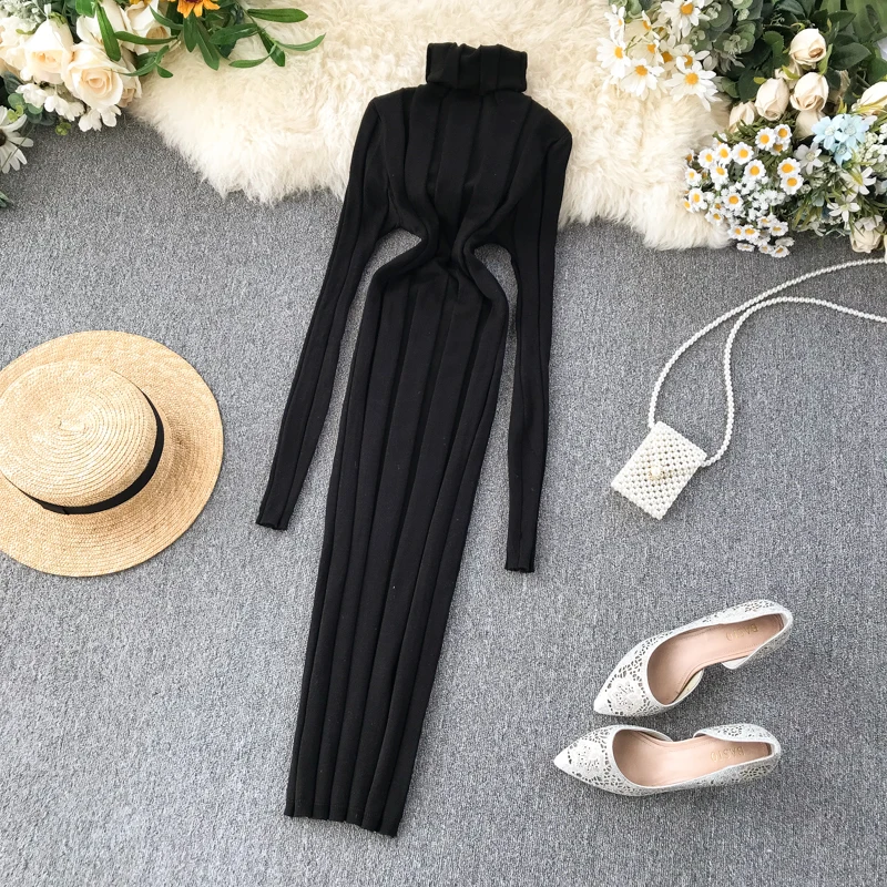 ALPHALMODA осеннее и зимнее рваное платье Новые пуловеры с высоким воротником