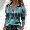 Women Long Sleeve V Neck Geometric Print Blouse Vinrage Loose Shirt Spring Casual Pullover Ladies Elegant Tops Plus Size Blusas ► Photo 2/6