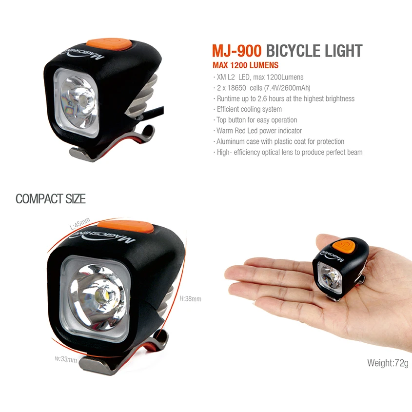 MagicShine MJ900 1200 Lumen LED Bike Front Light Compact Powerful  Waterproof IPX4 Usb Rechargeable Battery For MTB Road Bicycle