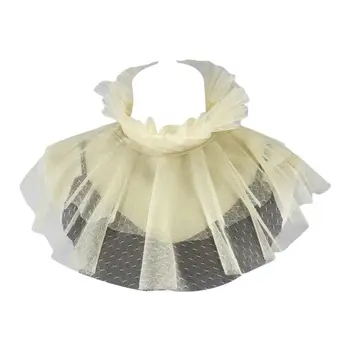 

Dot Pattern Net Stand Fake Collar Double Layer Scallop Rim Necklace Choker Decor