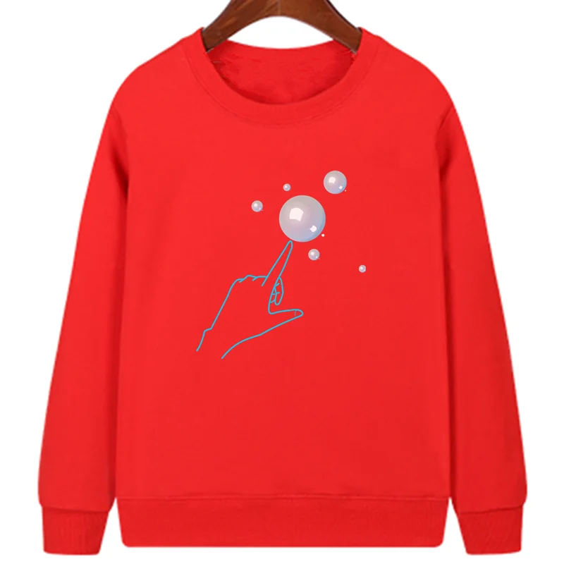 Finger Moon Print Sweatshirt Female Fashion Fleece O-Neck Casual Hoodie 2019 Winter Wholesale and Retail Autumn Women's Pullover
