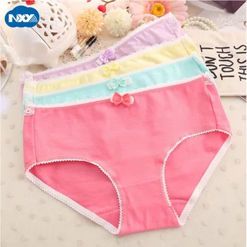 

Pure Cotton Panties Women Bow Knot Women Briefs Low Rise Lace Knickers for Girls Solid Ladies Underpants 6PCS Female Intimates