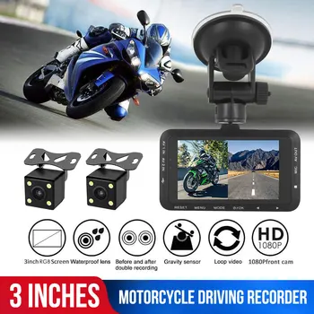 

3"1080P HD Motorcycle DVR Camera LCD Display Motorbike Driving Recorder Dual Lens Recording Night Vision Waterproof