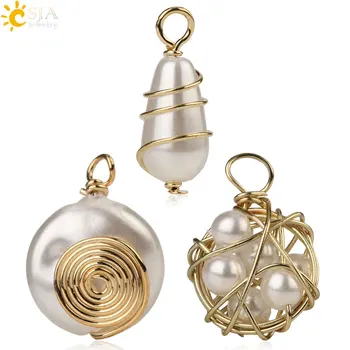 

CSJA Freshwater Pearl Copper Wire Wrapped Accessories for Making Necklace Earrings Handmade Charms Women DIY Jewelry Crafts G254