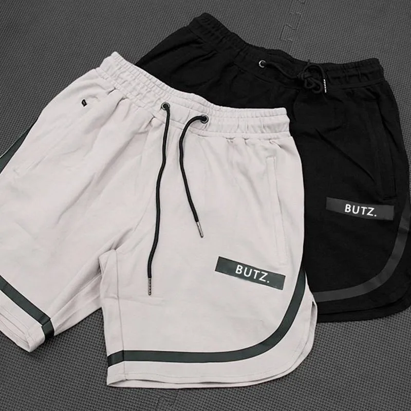 Летние новые мужские шорты для фитнеса, модные повседневные спортивные шорты для бодибилдинга, тренировок, мужские укороченные штаны, Брендовые спортивные штаны